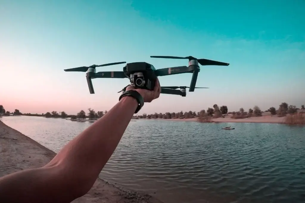 Person holding drone in his hand